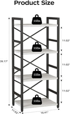 Homeiju 4 Tier Small White Metal Bookcase - Image 3