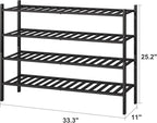 viewcare Black 4-Tier Long Shoe Rack, Bamboo Wood - Image 3