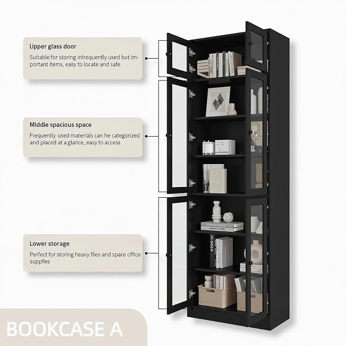 TUSY 85.5" Modern Tall Bookcase - Image 5
