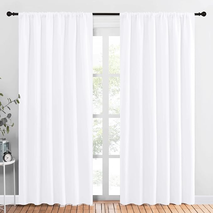 NICETOWN White Curtains, 50% Light Blocking Curtain Panels by NICETOWN