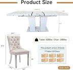 Henf 9 Pieces Faux Marble Dining Table Set - Image 7