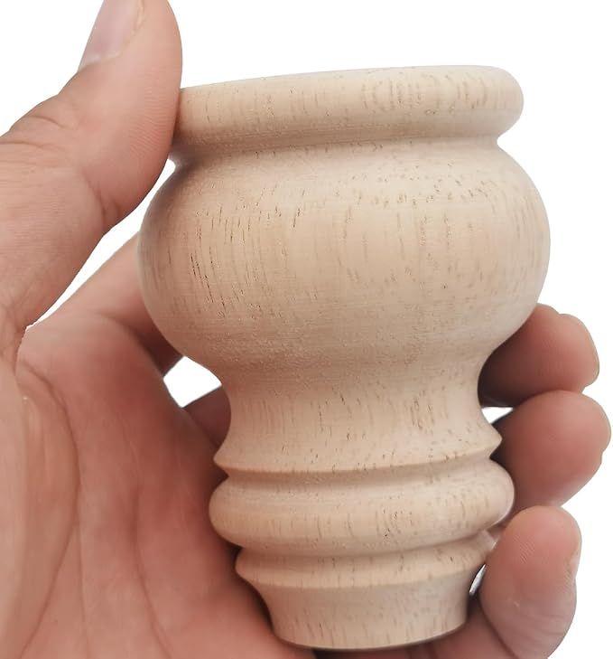 3" Tall Solid Wood Furniture Legs Unfinished Bun Feet - Image 6
