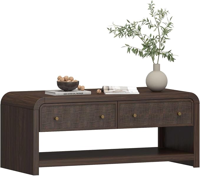Oak&Sparrow 48'' Boho Coffee Table, Thickened Arc-Shaped Design by OakSparrow