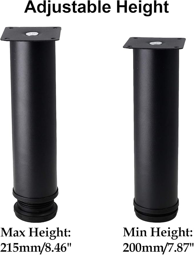 Set of 4 Stainless Steel Furniture Legs 8 Inch, Adjustable Round Cabinet Legs - Image 4