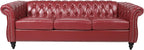 LEVNARY Chesterfield Sofa, Classic Tufted Upholstered Leather Couch, Modern 3 - Image 8