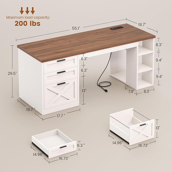 SEDETA 55.1" Farmhouse Office Desk - Image 2