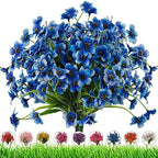 Artificial Outdoor Flowers,8 Bundles Fake Flowers UV Resistant Faux Outdoor Plastic Flower Plants for Outside Indoor Décor(Blue) by DRTDERUITAI
