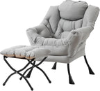 Tiita Lazy Chair with Ottoman, Light Grey Modern Large Accent Chair, Comfy by TiitaHome