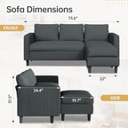 JAMFLY Couches for Living Room, 3-Seat Reversible Sectional Sofa - Image 2