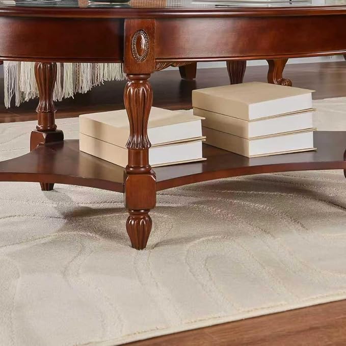 Traditional Solid Wood Oval Coffee Table, Elegant Center Table - Image 6