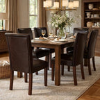 HomePop Parsons Upholstered Accent Dining Chair, Dark Brown Faux Leather - Image 2