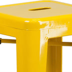 Flash Furniture Commercial Grade 30" High Backless Yellow Metal Indoor-Outdoor - Image 4