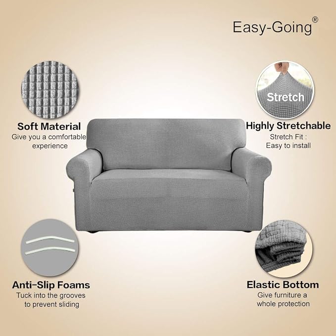 Easy-Going Stretch Oversized Sofa Couch Slipcover Washable Light Gray | 1-Piece - Image 3