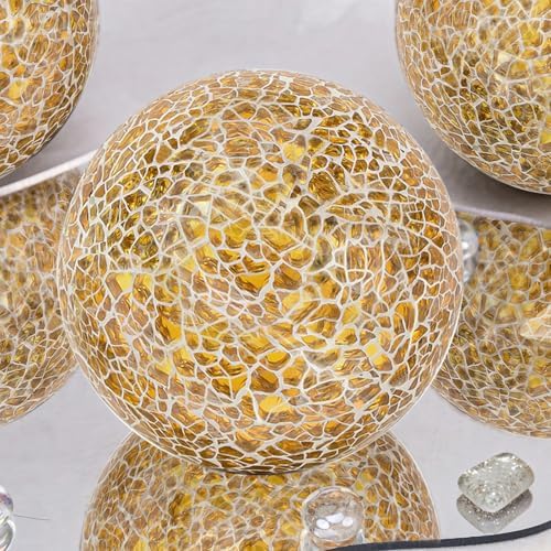3 Pcs Decorative for Bowls,3.15" Gold Mosaic Glass Balls for Decor - Image 5