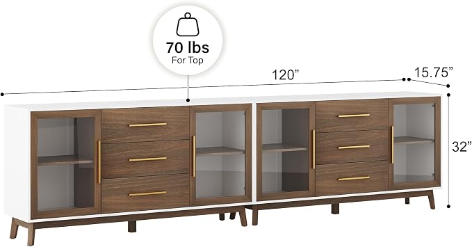 BELLEZE Set of 2 Sideboard Buffet, 60‘’ Console Table - Image 2