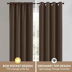 MIULEE 4 Panel Set Short Bedroom Curtains 54 Inch Long Chocolate Brown | - Image 7