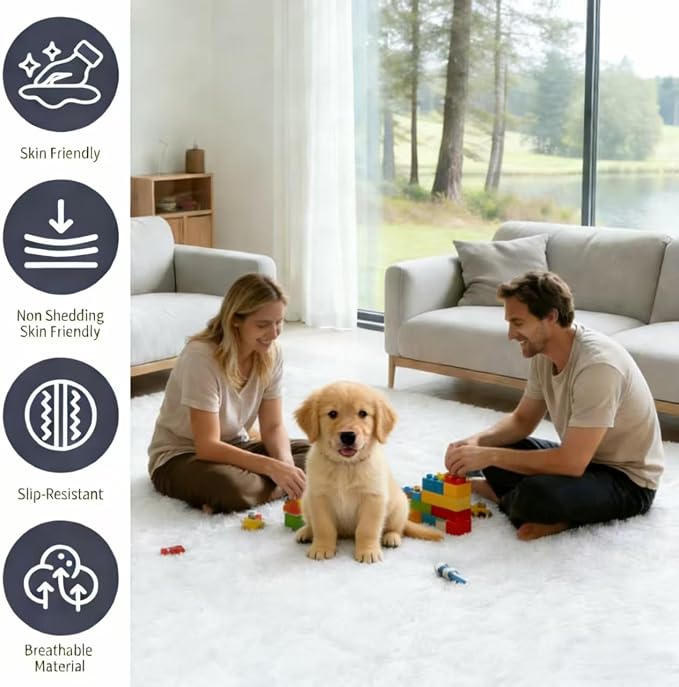 8x10 Area Rug Fluffy Shaggy Ultra Soft Faux Fur Non-Slip Machine Washable Carpet - Image 4