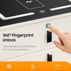 Smart Nightstand with Wireless Charging & Fingerprint Lock, 3-Drawer Bluetooth - Image 5
