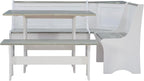 Linon Jackie Two Tone Pine Wood Coastal Corner Dining Nook in Graywash/White - Image 2