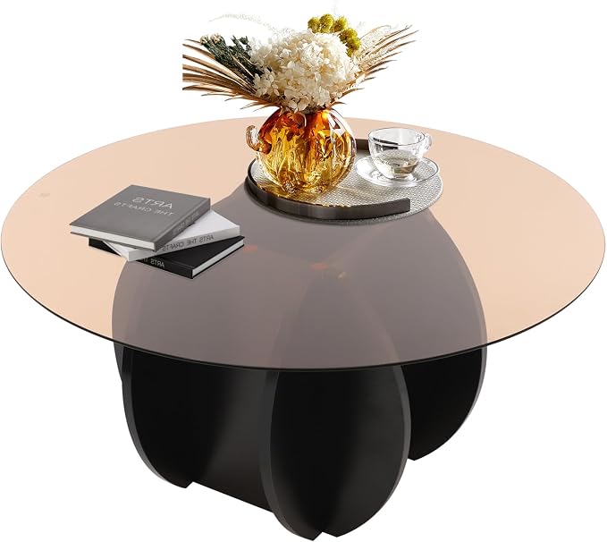 Round Glass Coffee Table for Living Room by Unknown