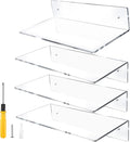 Jansburg 12 Inch L-Shaped Acrylic Floating Shelf Clear Wall Mounted Shelves by Jansburg