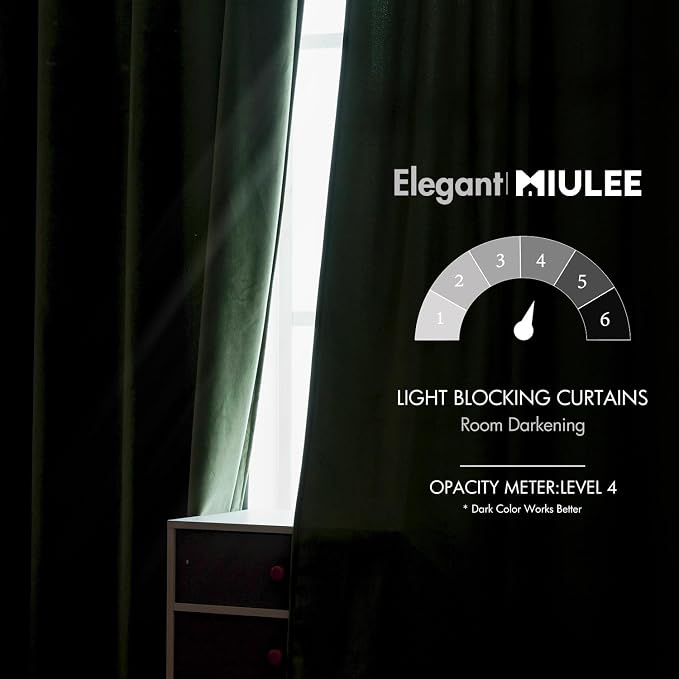 MIULEE Velvet Curtains Extra Wide 66x96 inches Olive Green Curtains | Luxury - Image 5