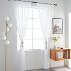 SpaceDresser Sheer White Curtains 4 Panels Rod Pocket Semi-Sheer Curtain 84 - Image 3