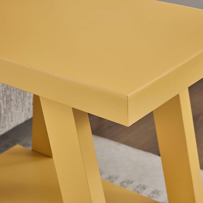 Roundhill Furniture Athens Contemporary Wood Shelf Side Table in Yellow - Image 5