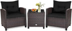 HAPPYGRILL 3 Pieces Patio Conversation Set, Outdoor Furniture Set PE Rattan by HAPPYGRILL
