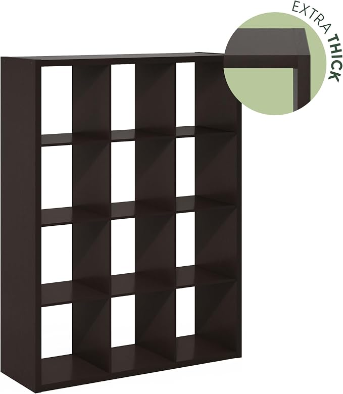 Furinno Cubicle Book Shelf, 12-Cube Bookshelf, Extra Thick Frame Reversible - Image 7
