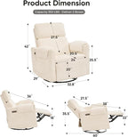 24" Extra Wide Swivel Rocker Recliner Chair - Image 2