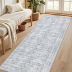 2'6''x8' Hallway Washable Runner Rug: Neutral Kitchen Carpet Gray | Vintage - Image 2