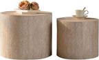 Round Wooden Nesting Coffee Table Set of 2, Circle Modern Accent End Side Table - Image 9