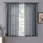 Tollpiz Short Sheer Curtains Linen Textured Living Room Curtain Sheers Light by Tollpiz