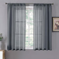 Tollpiz Short Sheer Curtain Linen Textured Living Room Curtains Sheer Light by Tollpiz