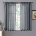 Tollpiz Short Sheer Curtain Linen Textured Living Room Curtains Sheer Light by Tollpiz