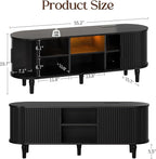 TV Console with Power Outlet-55" Entertainment Center with Sliding Tambour Door - Image 2
