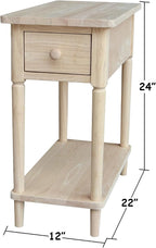 International Concepts Solid Wood Narrow Side Table Unfinished - Image 2