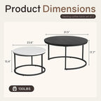 Otterease Nesting Tables Set of 2, 31.5" Round Coffee Table, Small Nesting - Image 2