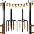 2 Pack String Light Poles for Outside, Thickened Metal Lights Hanger Pole by Fussion