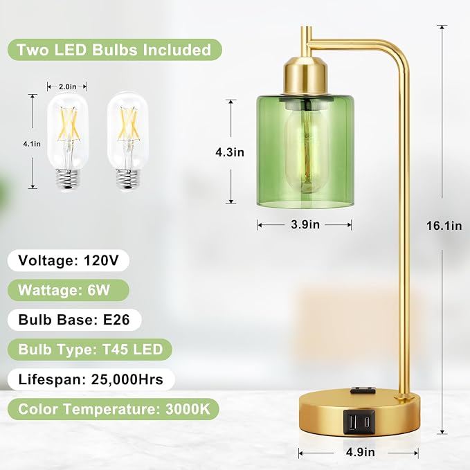 Innqoo Industrial Green Table Lamps - Image 6