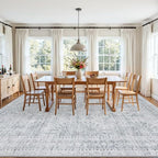8x10 Area Rugs Living Room: Bedroom Neutral Washable Carpet Gray | Vintage Boho - Image 3