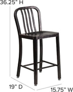 Flash Furniture Commercial Grade 24" High Black-Antique Gold Metal - Image 3