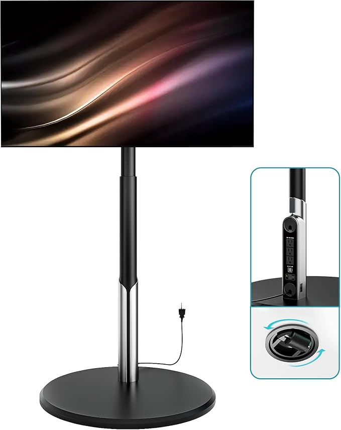Floor Mobile TV Stand with Power Outlet, Rolling TV Cart by LLDEPLL