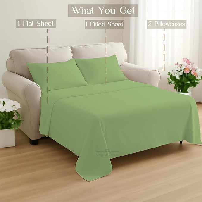 Sleeper Sofa Bed Sheet, 100% Cotton 400 Thread Count, 4 Piece Set, Deep Pocket - Image 9