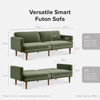 mopio 76.4" Futon Sofa Bed, Sleeper Sofa, Mid Century Modern Futon Couch - Image 2