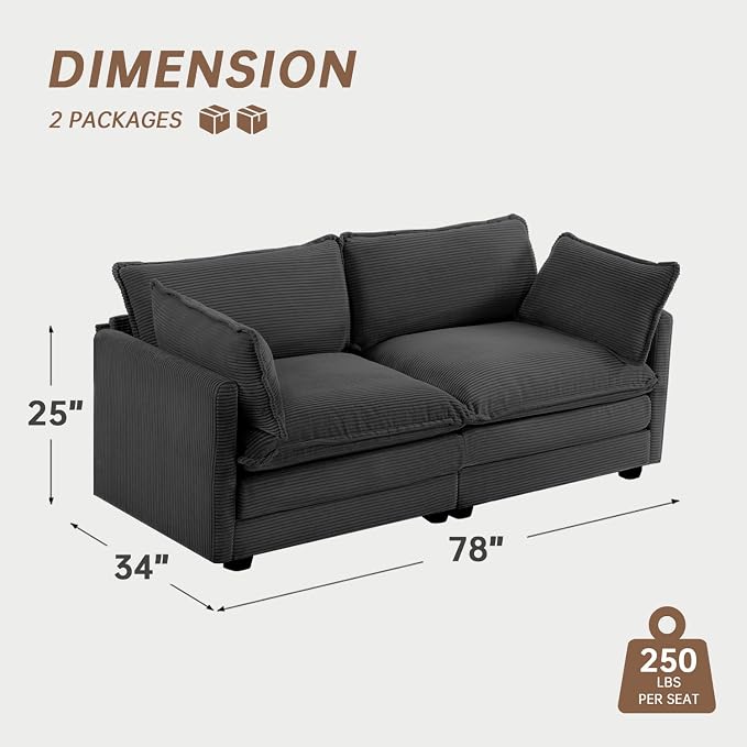 ROWHY 78'' Sectional 2 Seat Cloud Loveseat - Image 2