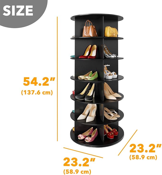 SpaceAid 6 Tier Rotating Shoe Rack Tower, Spinning Shoe Display Lazy Susan - Image 2
