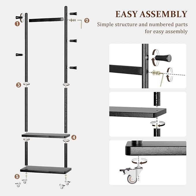 Taitiy Coat Rack Freestanding Clothing Rack - Image 7