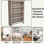 Shaker Solid Wood Bookcase, Washed Gray Taupe - Image 6